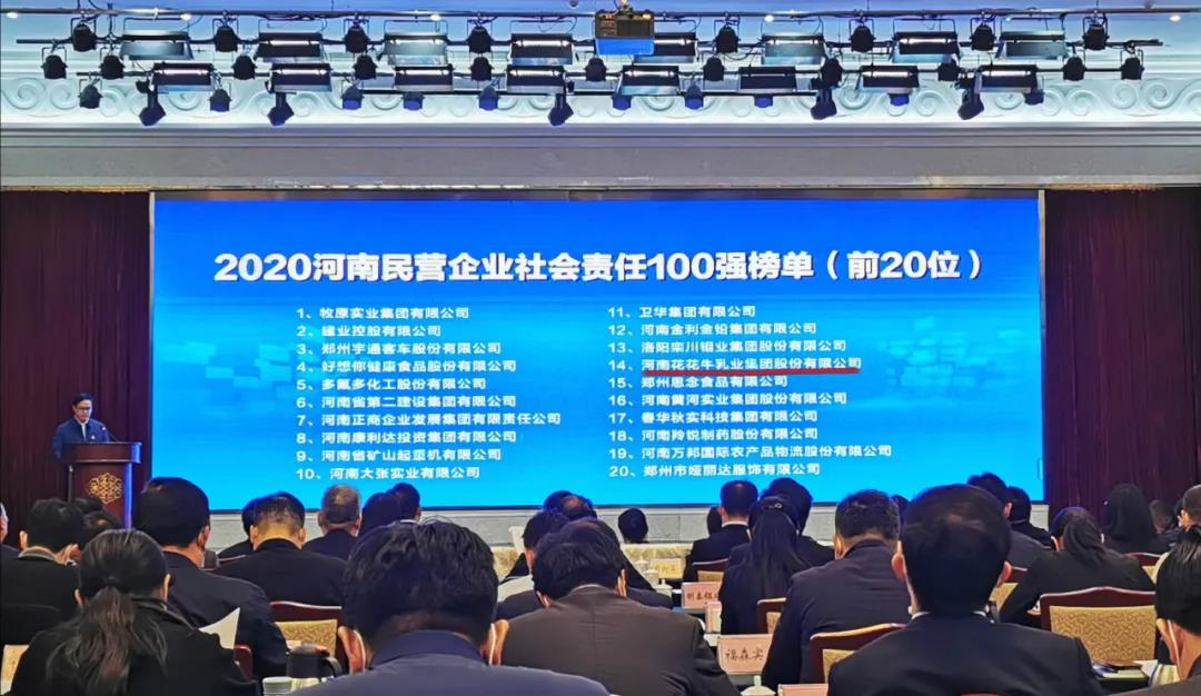 快訊 | 2020河南民營企業(yè)100強發(fā)布 花花牛榮獲“河南民營企業(yè)現(xiàn)代農(nóng)業(yè)100強”、“河南民營企業(yè)社會責(zé)任100強”雙榮譽